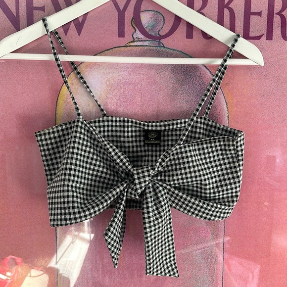 UO GINGHAM TIE BRA TOP - Picture 1 of 4